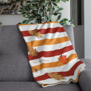 Höst löv Fall Stripe-Personlig Fleecefilt