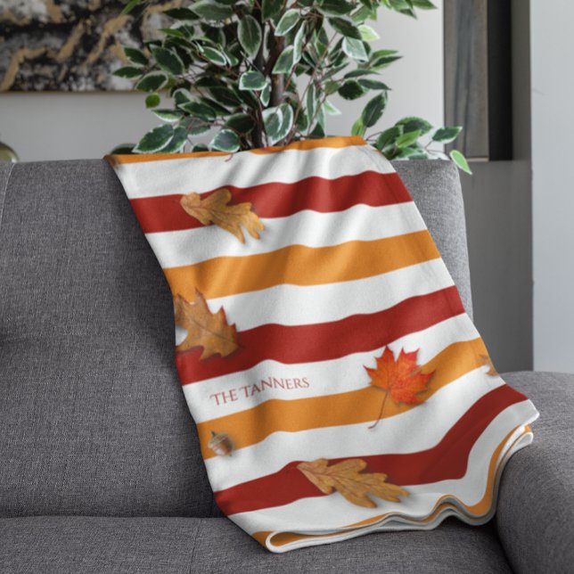 Höst löv Fall Stripe-Personlig Fleecefilt (Skapare uppladdad)