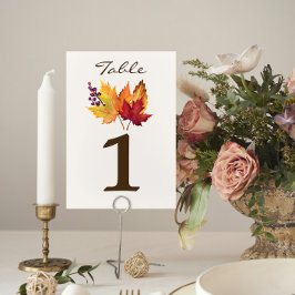 Höst löv Fall Wedding Bordsnummer