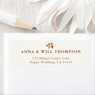 Höst löv Fall Wedding Copper Returadress Etikett