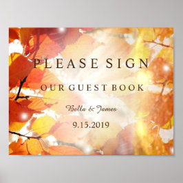 Höst löv Fall Wedding Guest Bok-tecken Poster