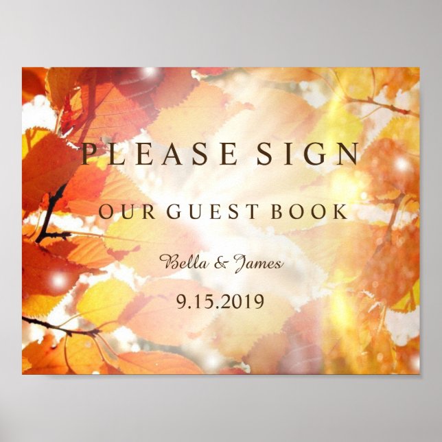 Höst löv Fall Wedding Guest Bok-tecken Poster (Framsidan)