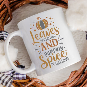 Höst löv Falling och Pumpkin Spice ringer Kaffemugg