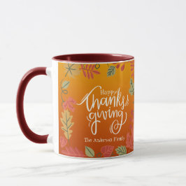 Höst löv-familjen Namn Happy thanksgiving Mugg