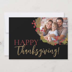 Höst löv Family Photo Happy thanksgiving Julkort