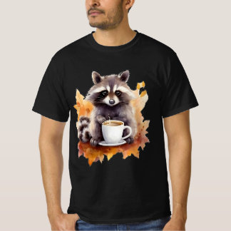 Höst löv får en söt kapplöpning med kopp på kaffe t shirt
