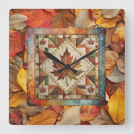 Höst löv färgad höstväggsklocka fyrkantig klocka