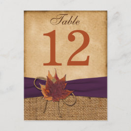 Höst löv, FAUX Burlap-Bordsnummer Vykort