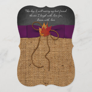 Höst löv FAUX Burlap, Bröllopsinbjudan till kretsk Inbjudningar