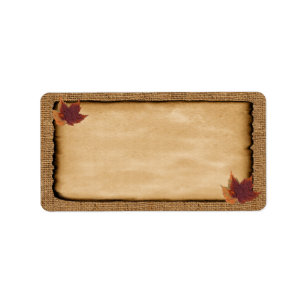 Höst löv, FAUX Burlap Tom adressetikett