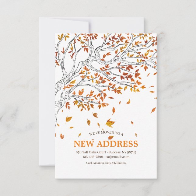 Höst löv Flytta Meddelande Inbjudningar (Framsida)