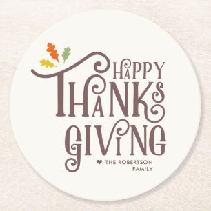 Höst löv för happy thanksgiving underlägg papper rund