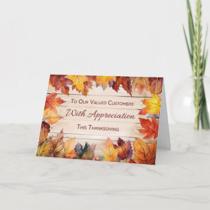 Höst löv för kundvärdering av Thanksgiving Kort