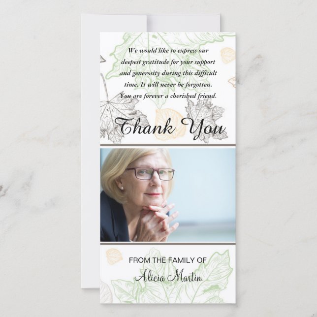 Höst löv för tack för fotosympati minnes- (Framsida)