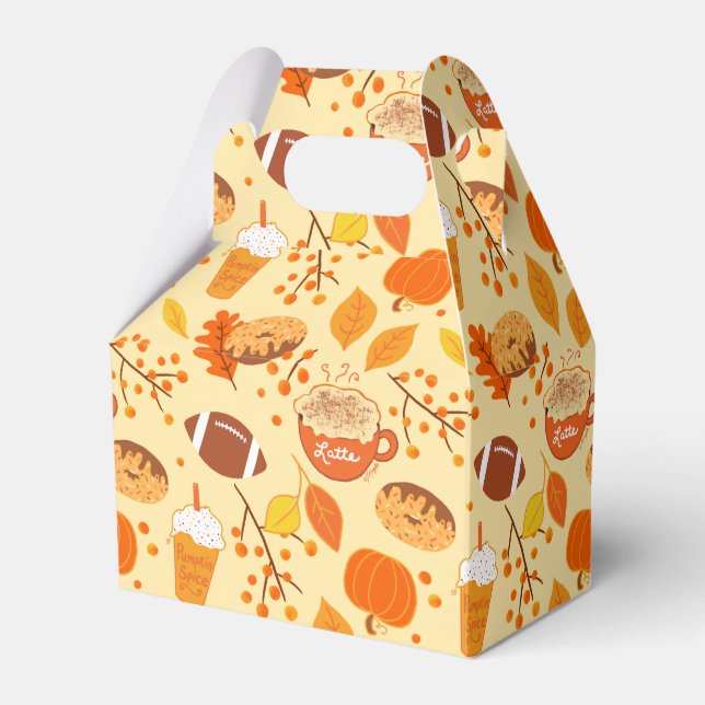 Höst löv fotbollen och Pumpkin Spice Mönster Presentaskar (Framsidan Sidan)