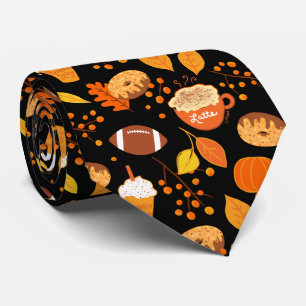 Höst löv fotbollen och Pumpkin Spice Mönster Slips