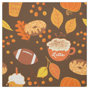 Höst löv fotbollen och Pumpkin Spice Mönster Tyg