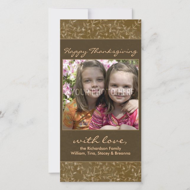 Höst löv fotokort för thanksgiving julkort (Framsida)