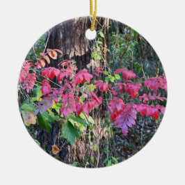 Höst löv fotoorange julgransprydnad keramik