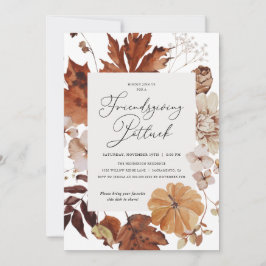 Höst löv Friendsgiving Potluck Thanksgiving Inbjudningar