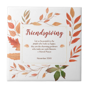 Höst löv Friendsgiving-Thanksgiving Kakelplatta