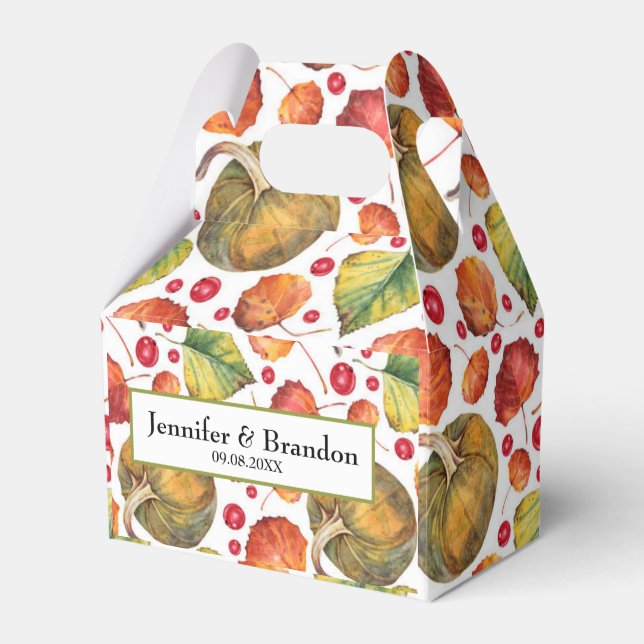 Höst löv frukt, rustiska vattenfärgen Höst Bröllop Presentaskar (Framsidan Sidan)