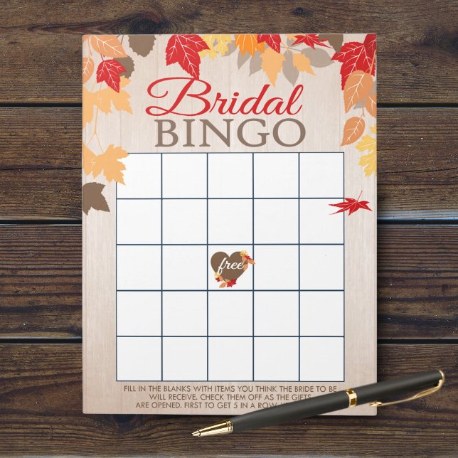Höst löv Game Pack för Bingo Möhippa Anteckningsblock (Fall Leaves Bridal Shower Gift Bingo Party Game. Comes in a pack of 40 easy tear away games!)