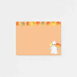 Höst löv, Ghost, Pumpkin & Candle på Orange Post-it Block