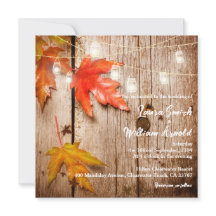 Höst löv Glowing Mason Burk Rustic Wood Bröllop