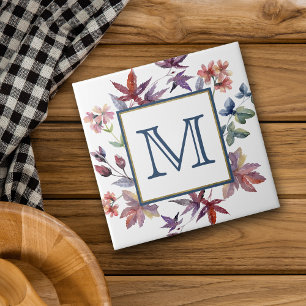 Höst löv Gräns Monogram Kakelplatta