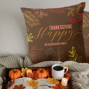 Höst löv Grenar och Berries Thanksgiving Kudde