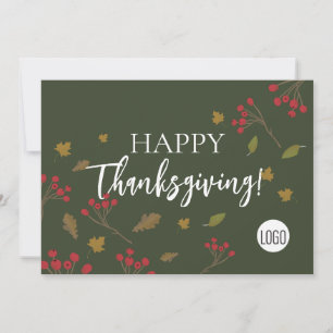 Höst löv Grönt Happy thanksgiving Anpassningsbar l Julkort