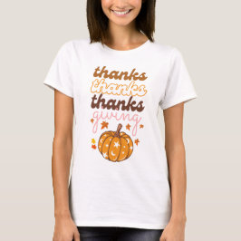 Höst löv Groovy Pumpkin Helgdag Thanksgiving T Shirt