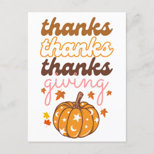 Höst löv Groovy Pumpkin Helgdag Thanksgiving Vykort
