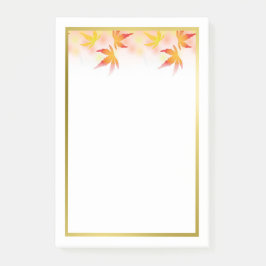 Höst löv Guld Gräns | Fall Säsong Anteckningsblock Post-it Block