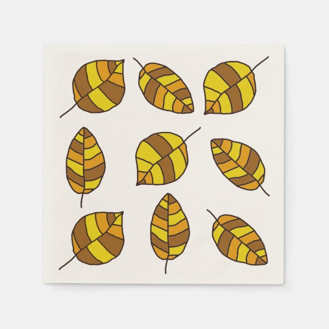 Höst löv Gult Löv Mönster vid Färg Pappersservett (Framsidan)