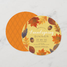 Höst löv Gult Watercolor Friendsgiving Inbjudningar