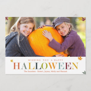 Höst löv Halloween-fotokort Kort
