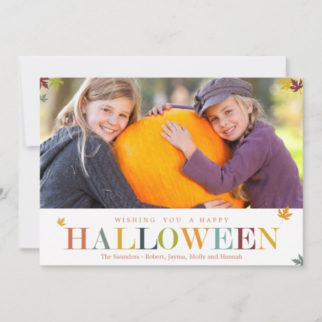 Höst löv Halloween-fotokort Kort (Framsida)
