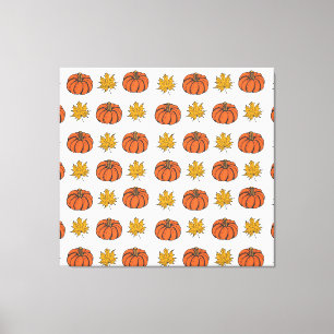 Höst löv: Hand-Drawn Pumpkin Mönster Canvastryck