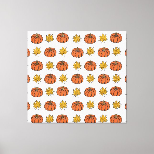 Höst löv: Hand-Drawn Pumpkin Mönster Canvastryck (Framsida)