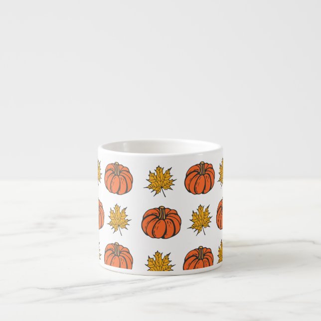Höst löv: Hand-Drawn Pumpkin Mönster Espressomugg (Framsidan)