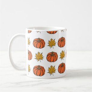 Höst löv: Hand-Drawn Pumpkin Mönster Kaffemugg