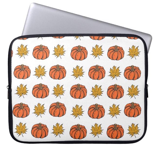 Höst löv: Hand-Drawn Pumpkin Mönster Laptop Fodral (Framsidan)