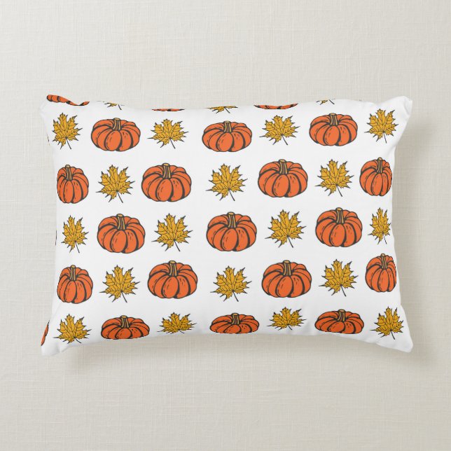 Höst löv: Hand-Drawn Pumpkin Mönster Prydnadskudde (Framsidan)
