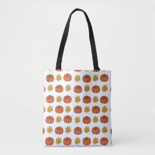 Höst löv: Hand-Drawn Pumpkin Mönster Tygkasse