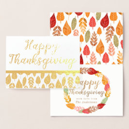 Höst löv Happy thanksgiving Folierat Kort