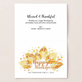 Höst löv Happy thanksgiving Helgdag Gift Folierat Kort
