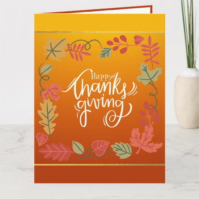 Höst löv Happy thanksgiving Helgdag Kort (Framsida)