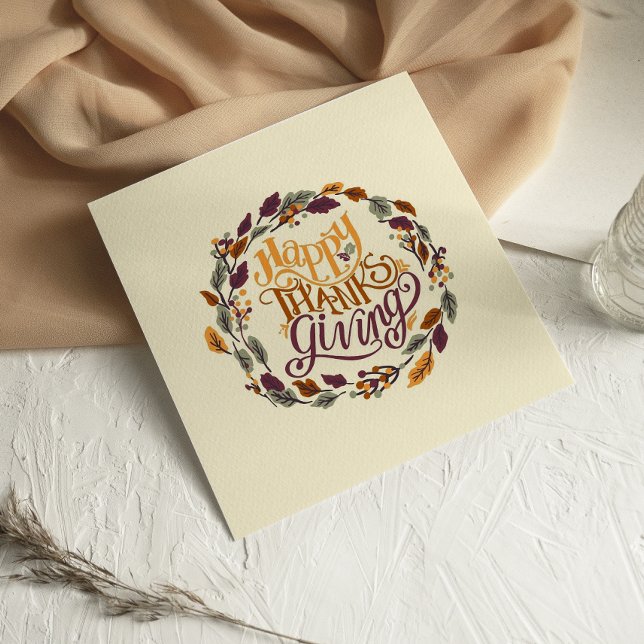 Höst löv Happy thanksgiving-kort (Skapare uppladdad)